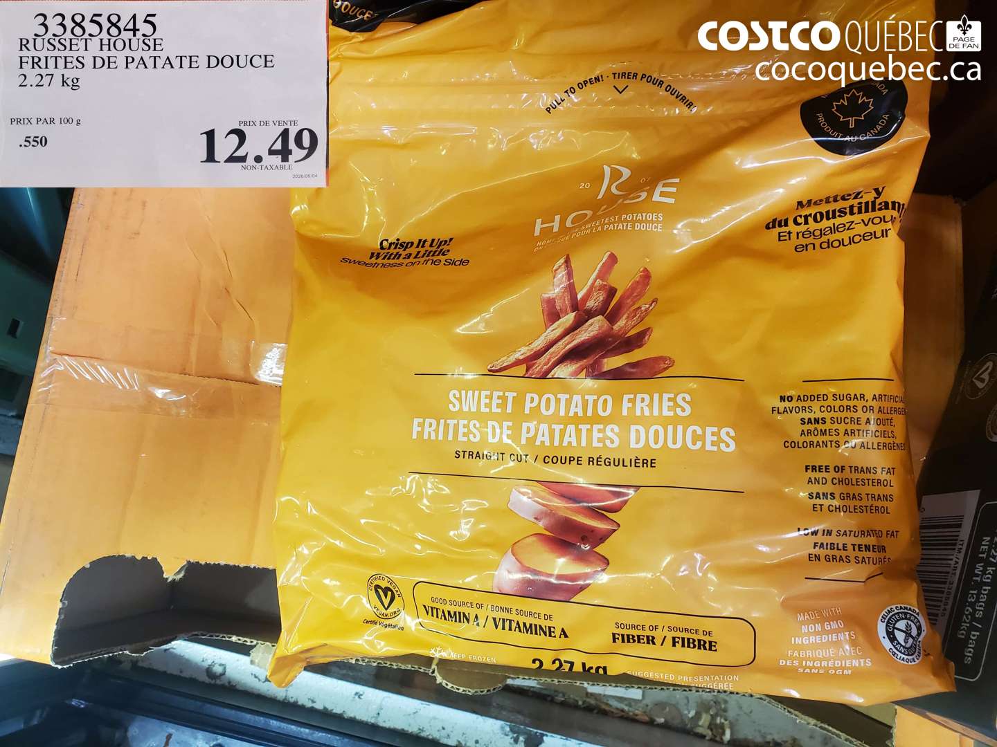 3385845 RUSSET HOUSE FRITES DE PATATE DOUCE 2.27 KG $12.49