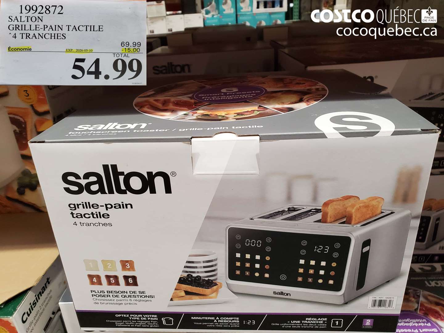 1992872 SALTON GRILLE-PAIN TACTILE 4 TRANCHES ($15.00 INSTANT SAVINGS EXPIRES ON 2026-05-10) $54.99