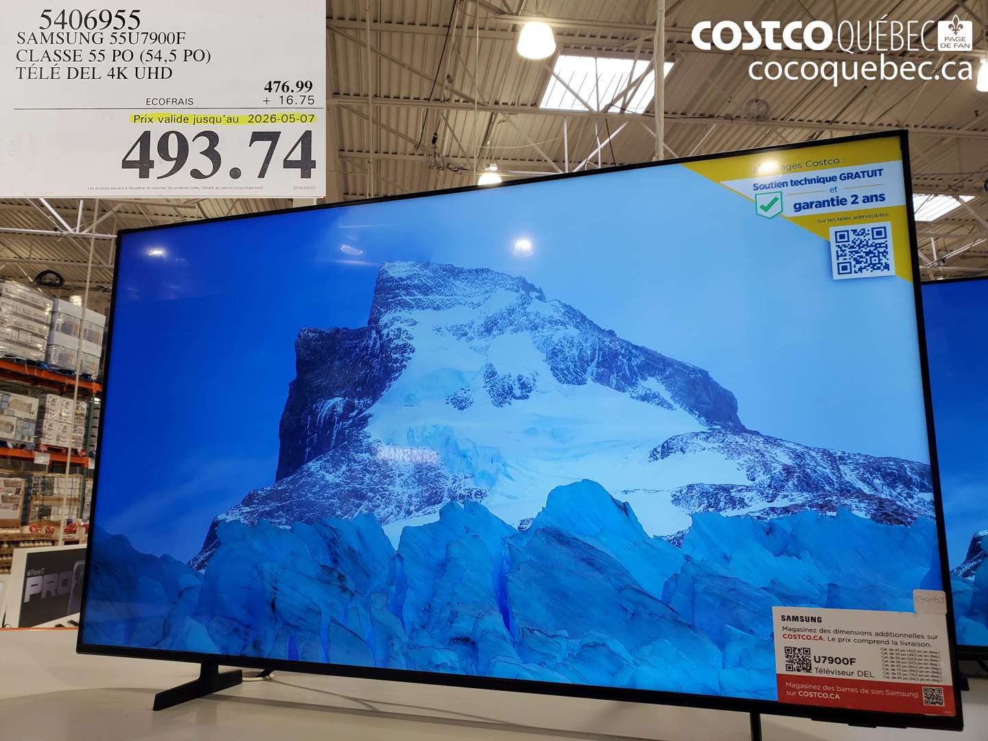 5406955 SAMSUNG 55U7900F CLASSE 55 PO (54.5 PO) TÉLÉ DEL 4K UHD (EXPIRES ON 2026-05-07) $493.74