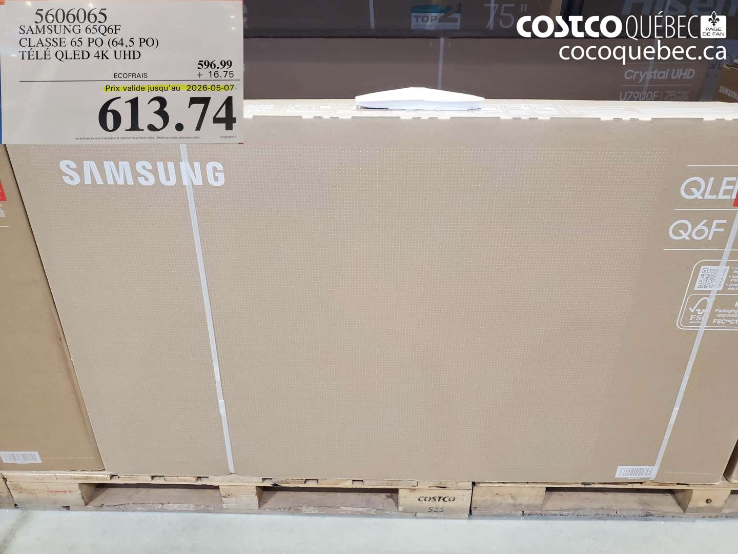 5606065 SAMSUNG 65Q6F CLASSE 65 PO (64.5 PO) TÉLÉ QLED 4K UHD (EXPIRES ON 2026-05-07) $613.74