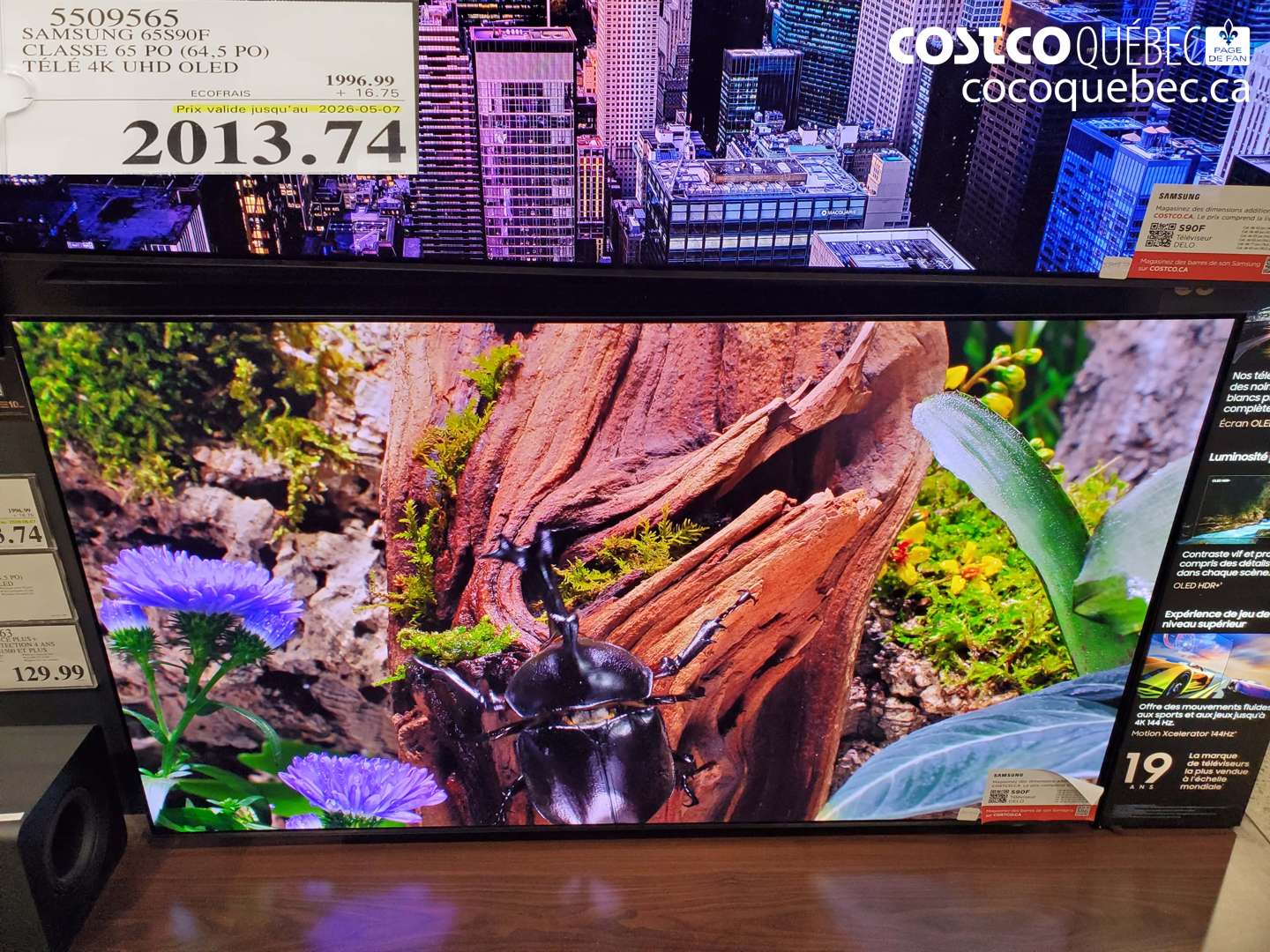 5509565 SAMSUNG 65S90F CLASSE 65 PO (64.5 PO) TÉLÉ 4K UHD OLED (EXPIRES ON 2026-05-07) $2013.74