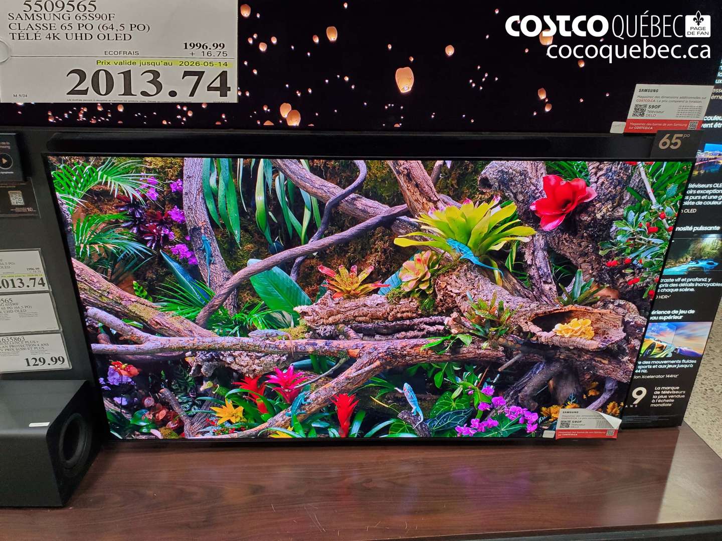 5509565 SAMSUNG 65S90F CLASSE 65 PO (64.5 PO) TÉLÉ 4K UHD OLED (EXPIRES ON 2026-05-14) $2013.74