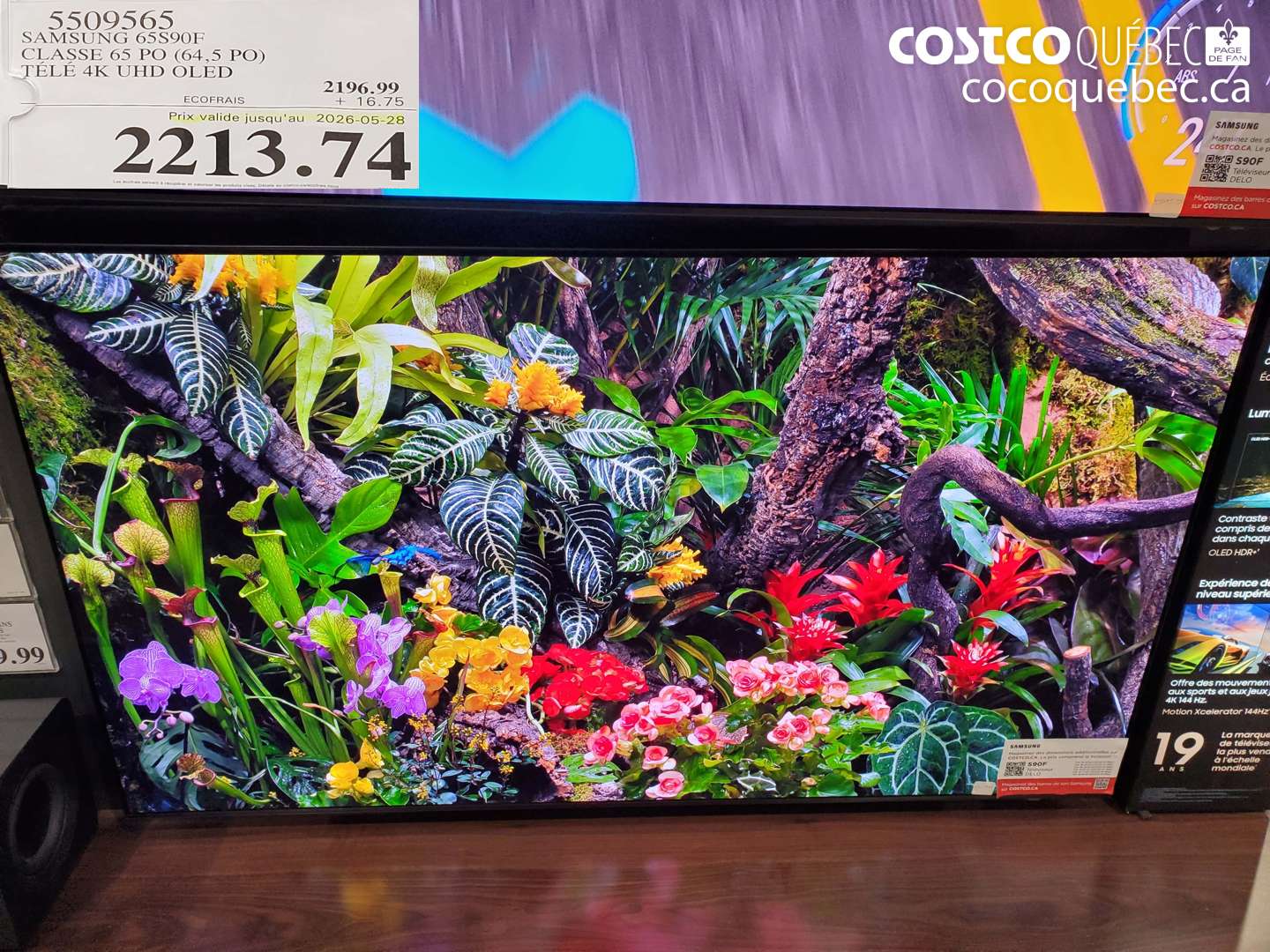 5509565 SAMSUNG 65S90F CLASSE 65 PO (64.5 PO) TÉLÉ 4K UHD OLED (EXPIRES ON 2026-05-28) $2213.74