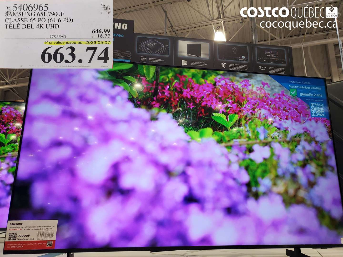 5406965 SAMSUNG 65U7900F CLASSE 65 PO (64.6 PO) TÉLÉ DEL 4K UHD (EXPIRES ON 2026-05-07) $663.74