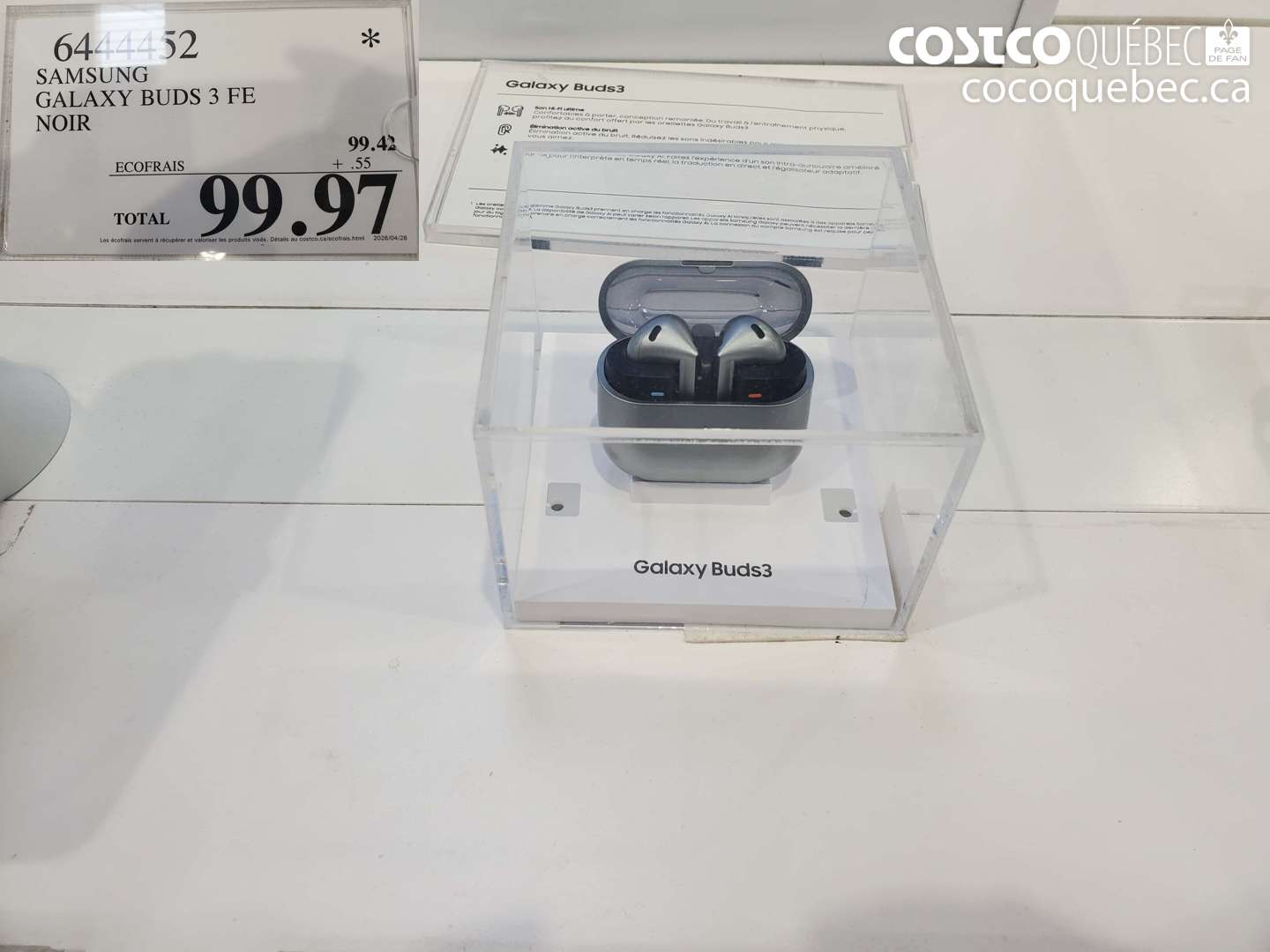 6444452 SAMSUNG GALAXY BUDS 3 FE NOIR $99.97