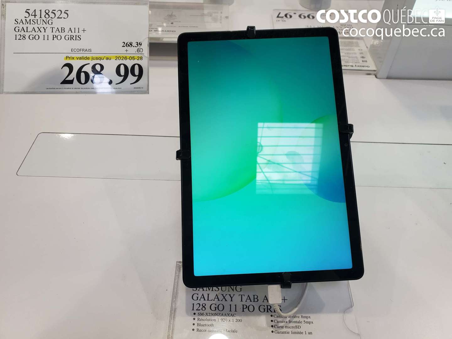 5418525 SAMSUNG GALAXY TAB A11+ 128 GO 11 PO GRIS (EXPIRES ON 2026-05-28) $268.99