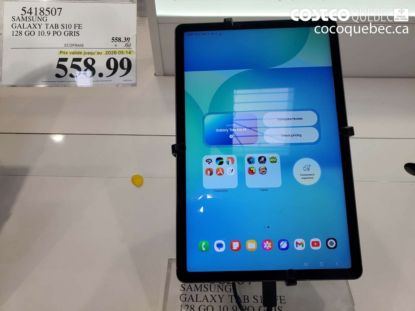 5418507 SAMSUNG GALAXY TAB S10 FE 128 GO 10.9 PO GRIS (EXPIRES ON 2026-05-14) $558.99