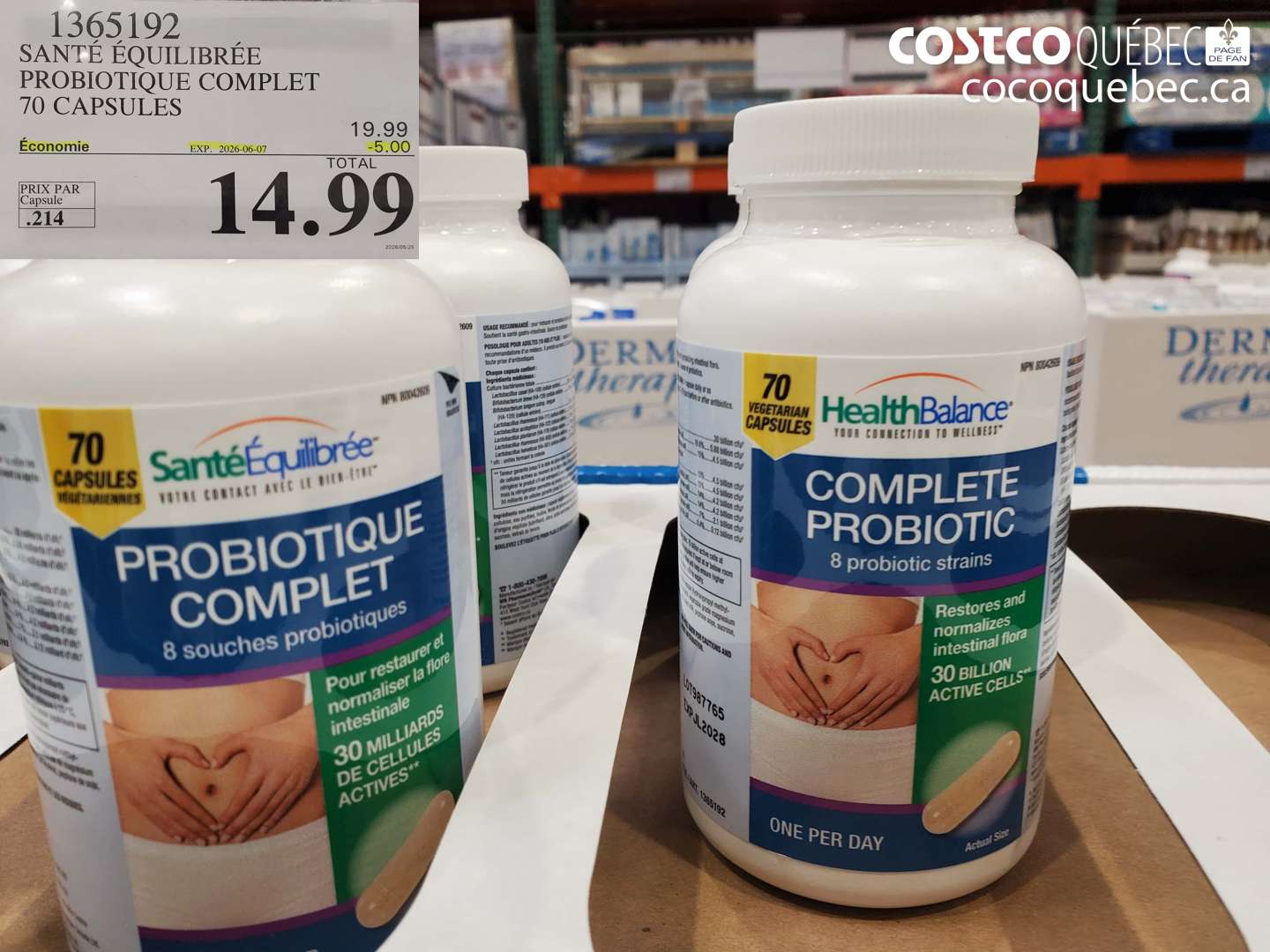 1365192 SANTÉ ÉQUILIBRÉE PROBIOTIQUE COMPLET 70 CAPSULES ($5.00 INSTANT SAVINGS EXPIRES ON 2026-06-07) $14.99