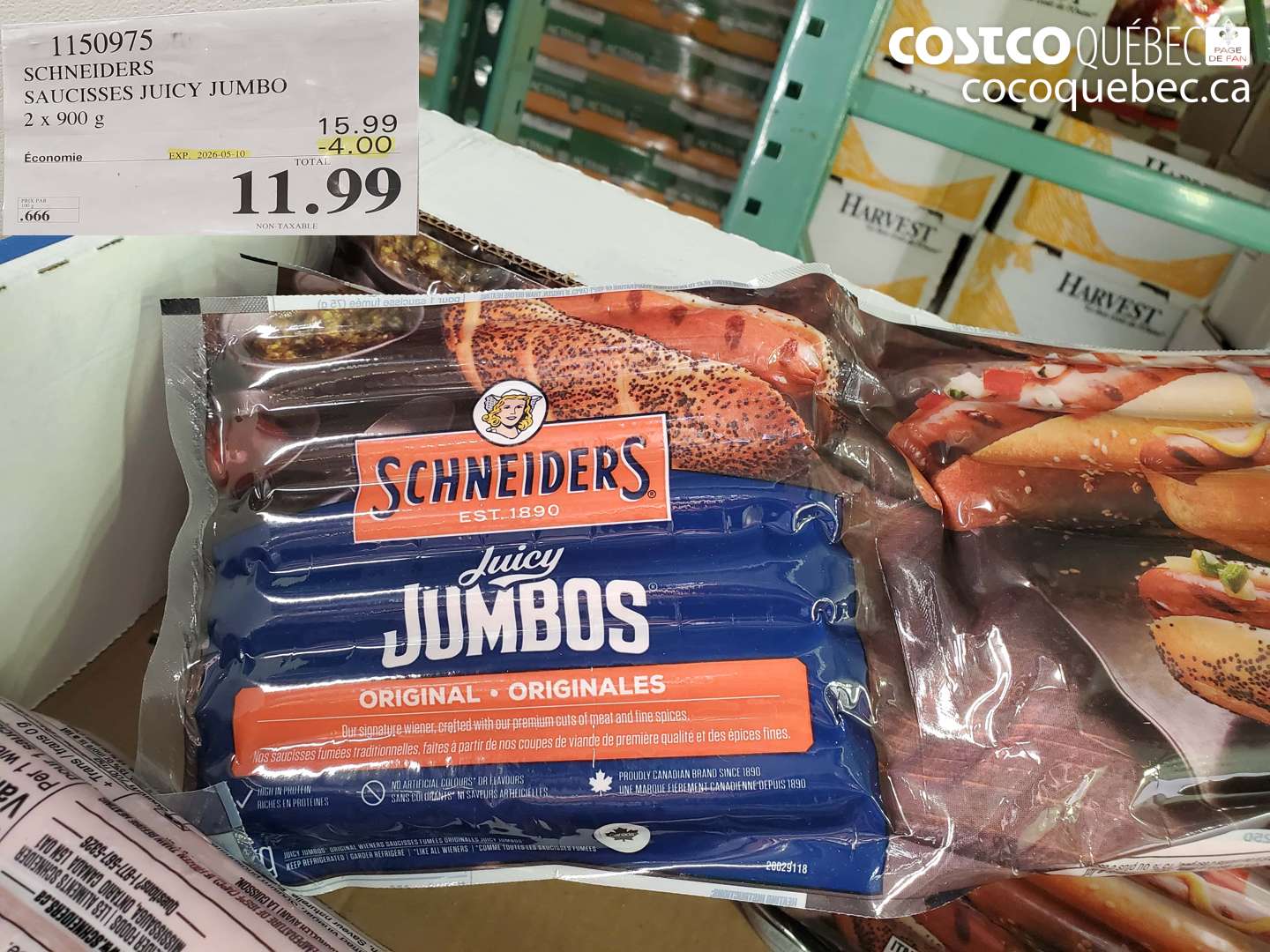 1150975 SCHNEIDERS SAUCISSES JUICY JUMBO 2 X 900 G ($4.00 INSTANT SAVINGS EXPIRES ON 2026-05-10) $11.99