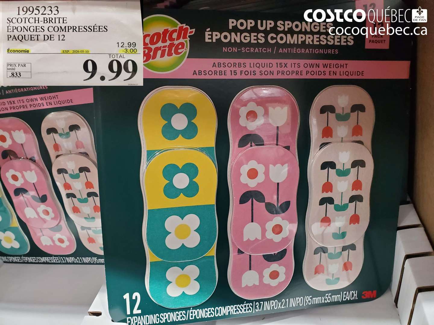 1995233 SCOTCH-BRITE ÉPONGES COMPRESSÉES PAQUET DE 12 ($3.00 INSTANT SAVINGS EXPIRES ON 2026-05-10) $9.99