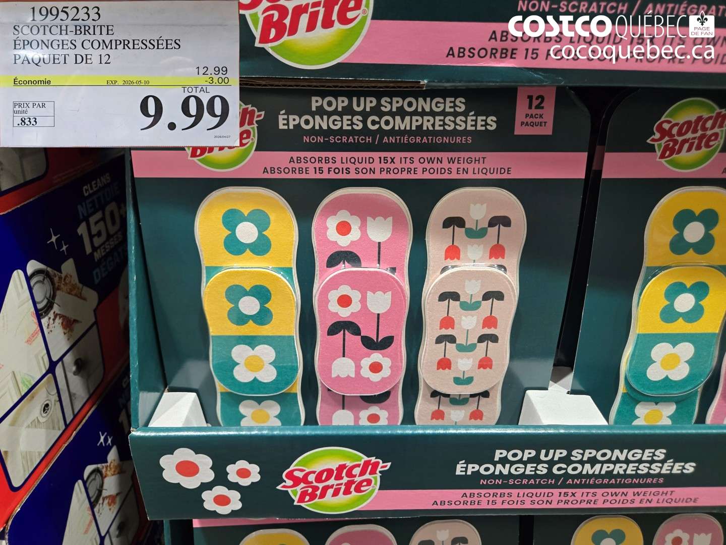 1995233 SCOTCH-BRITE ÉPONGES COMPRESSÉES PAQUET DE 12 ($3.00 INSTANT SAVINGS EXPIRES ON 2026-05-10) $9.99