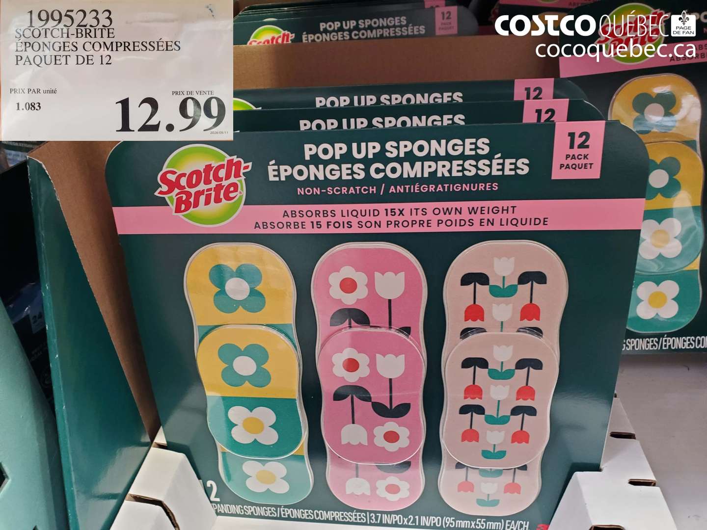 1995233 SCOTCH-BRITE ÉPONGES COMPRESSÉES PAQUET DE 12 $12.99