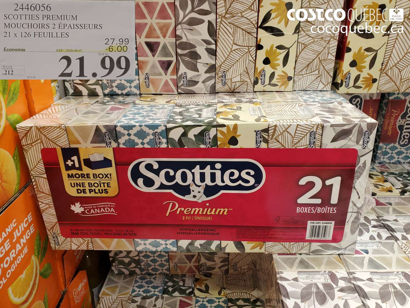 2446056 SCOTTIES PREMIUM MOUCHOIRS 2 ÉPAISSEURS ($6.00 INSTANT SAVINGS EXPIRES ON 2026-06-07) $21.99