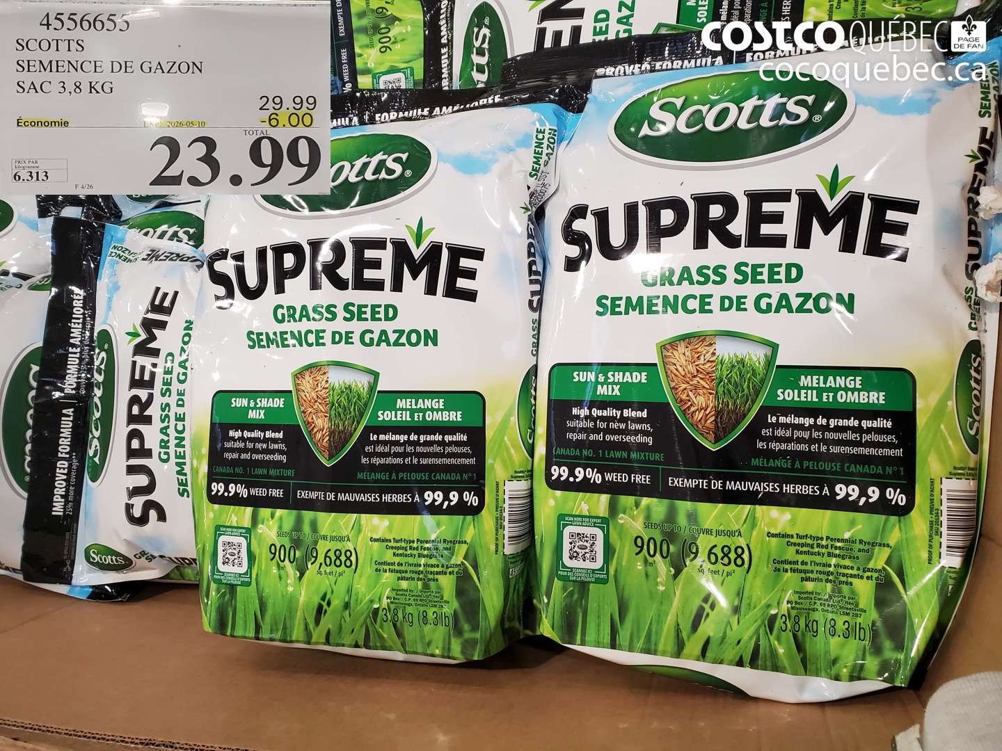 4556655 SCOTTS SEMENCE DE GAZON SAC 3.8 KG ($6.00 INSTANT SAVINGS EXPIRES ON 2026-05-10) $23.99