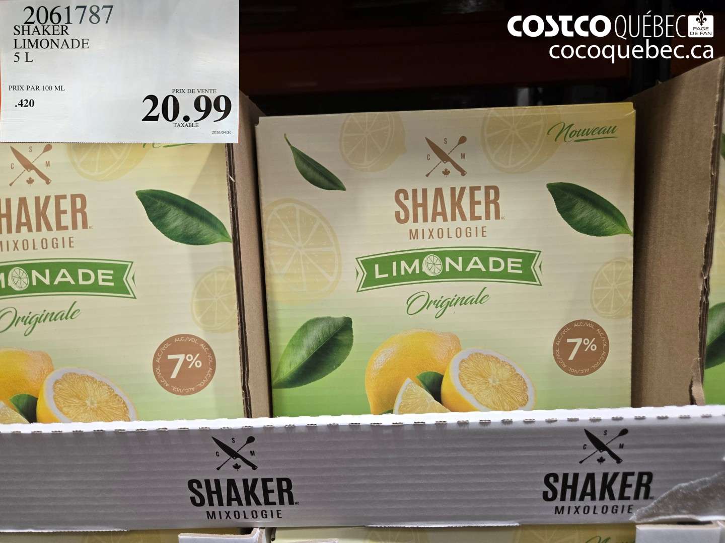 2061787 SHAKER LEMONADE 5 L $20.99