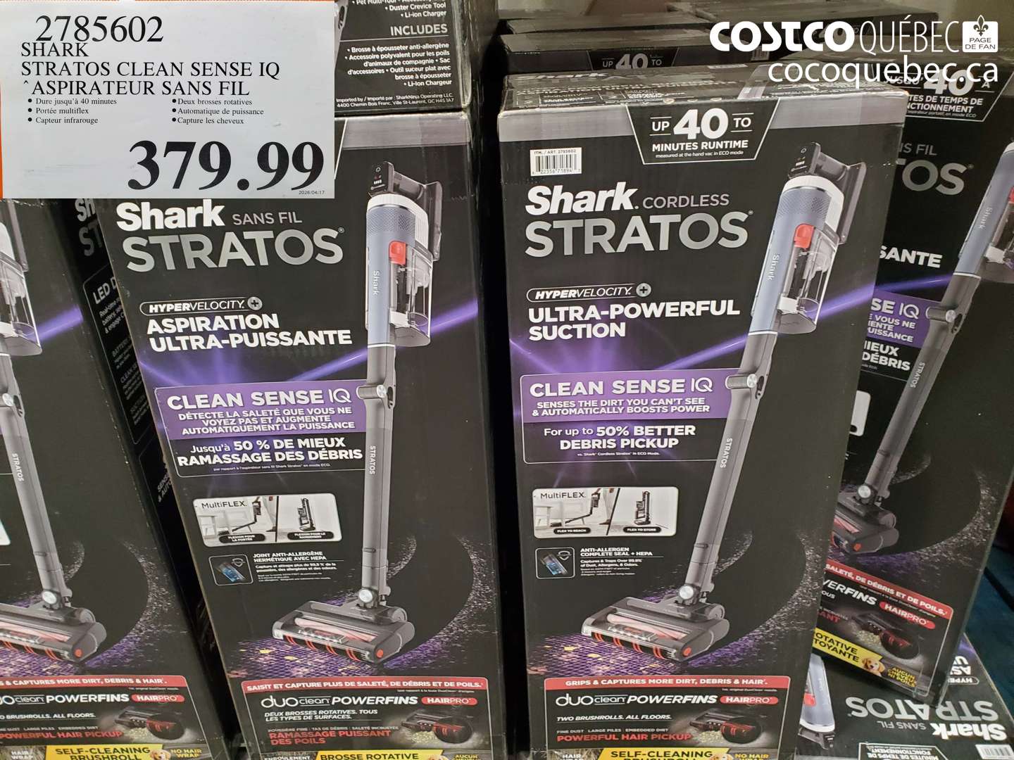 2785602 SHARK STRATOS CLEAN SENSE IQ ASPIRATEUR SANS FIL $379.99