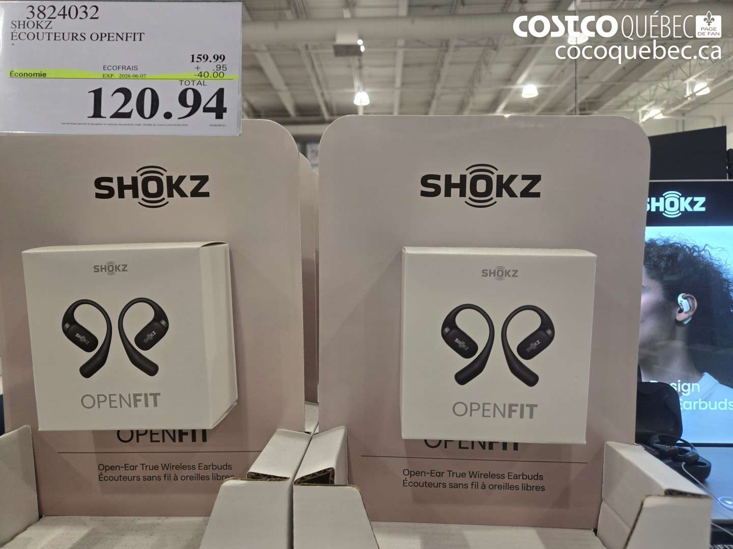 3824032 SHOKZ ÉCOUTEURS OPENFIT ($40.00 INSTANT SAVINGS EXPIRES ON 2026-06-07) $120.94
