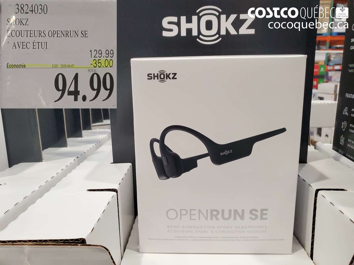 3824030 SHOKZ ÉCOUTEURS OPENRUN SE ($35.00 INSTANT SAVINGS EXPIRES ON 2026-05-07) $94.99