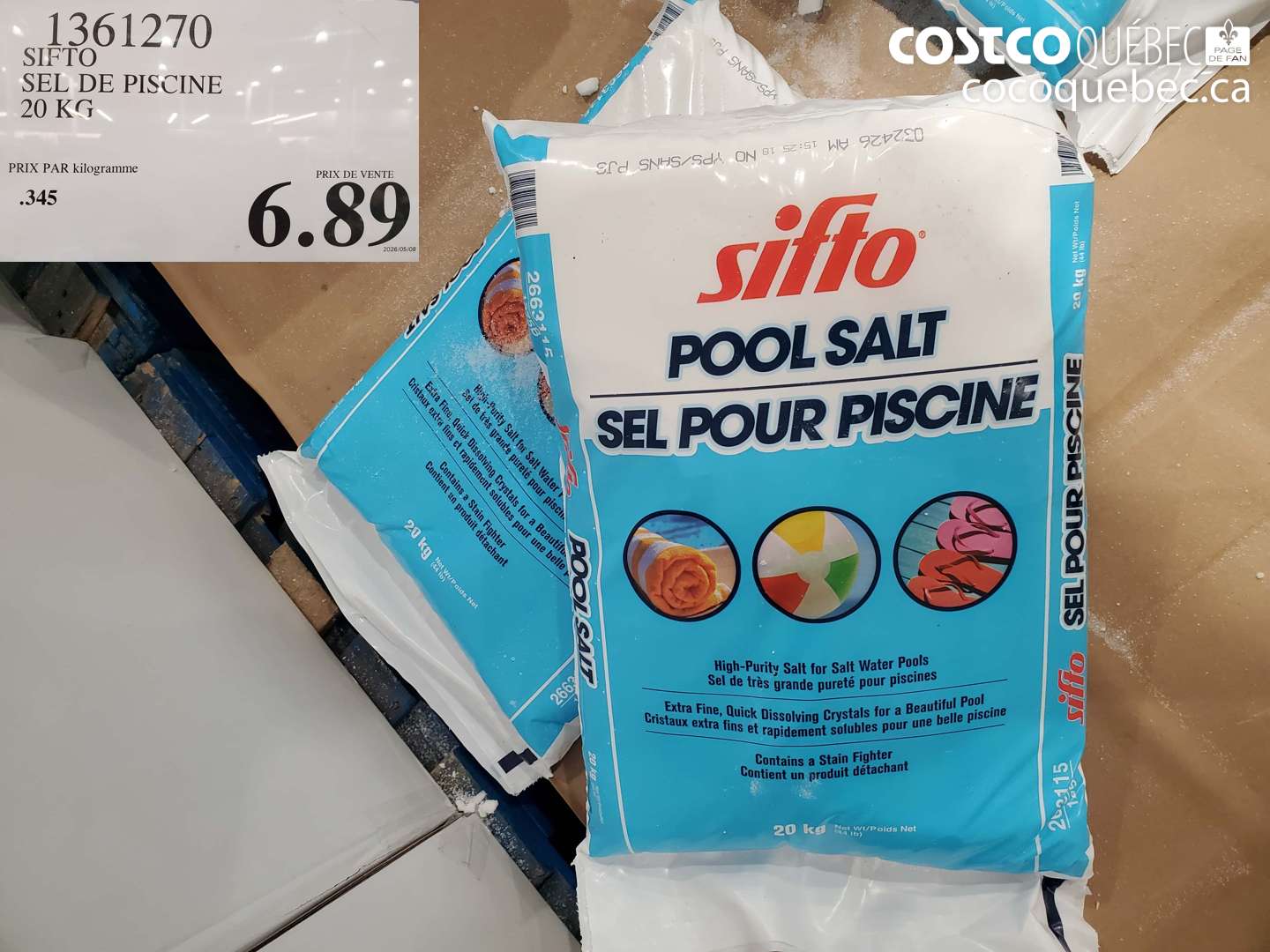 1361270 SIFTO SEL DE PISCINE 20 KG $6.89