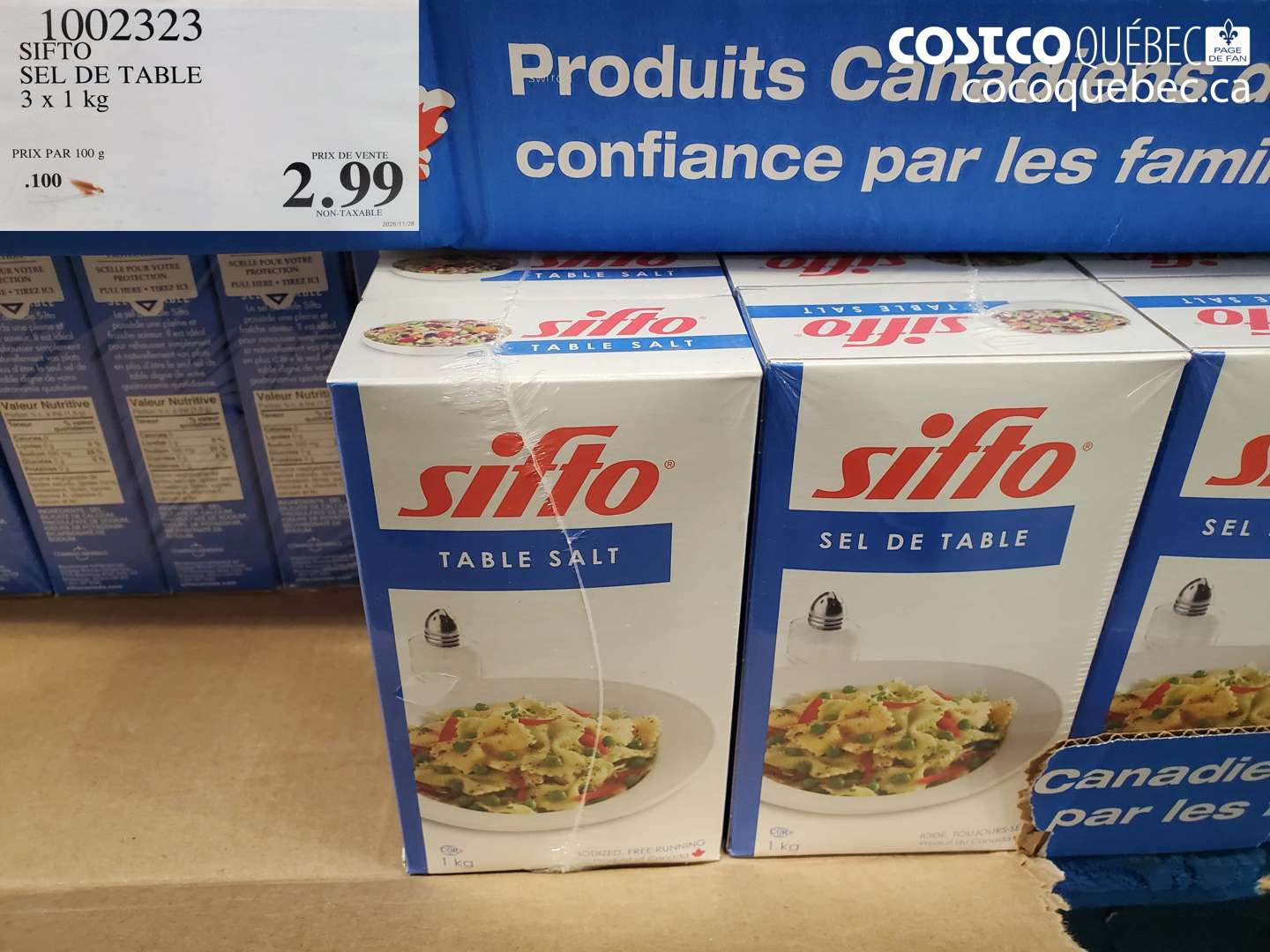 1002323 SIFTO SEL DE TABLE 3 X 1 KG $2.99
