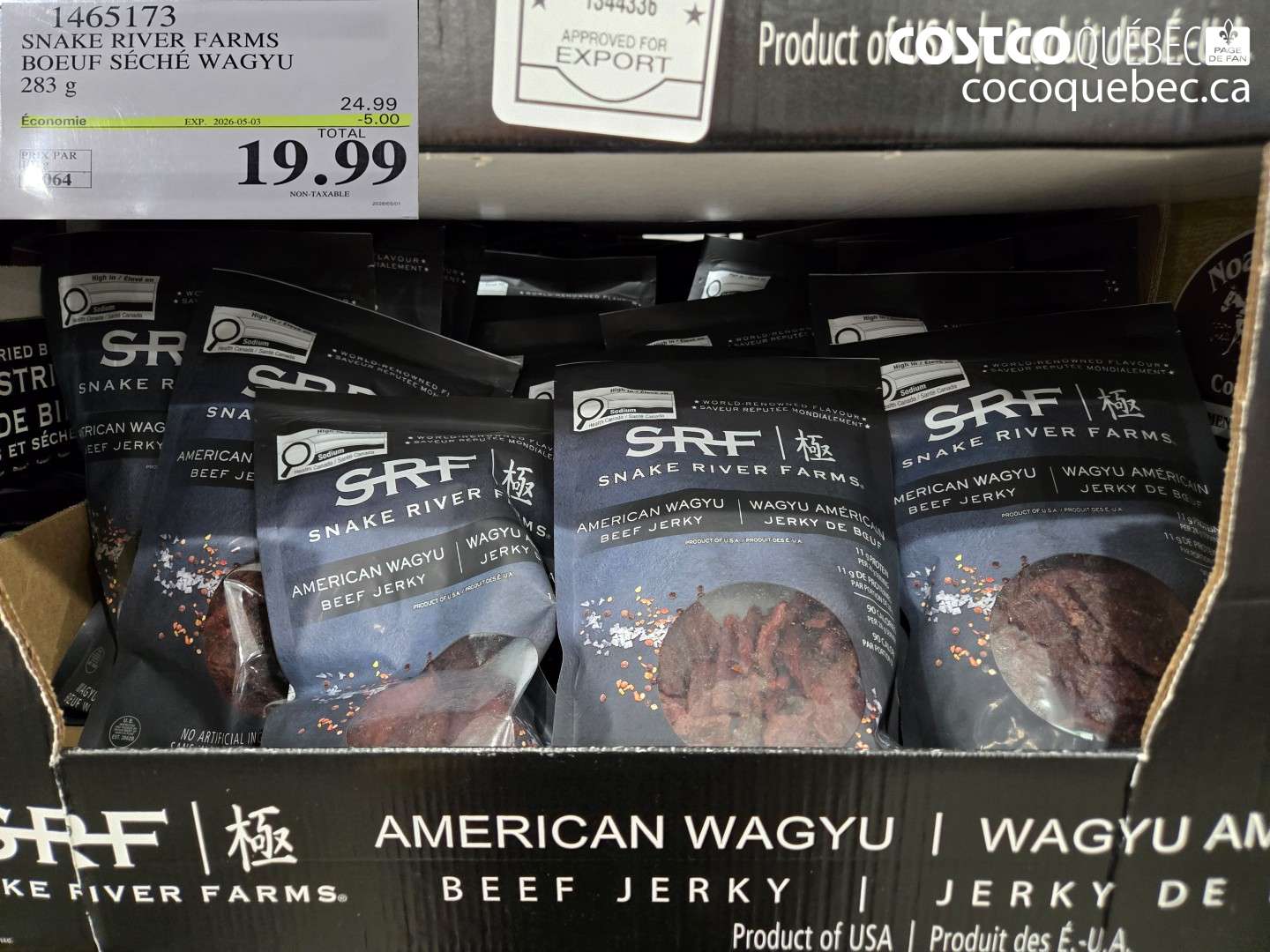 1465173 SNAKE RIVER FARMS BOEUF SÉCHÉ WAGYU ($5.00 INSTANT SAVINGS EXPIRES ON 2026-05-03) $19.99