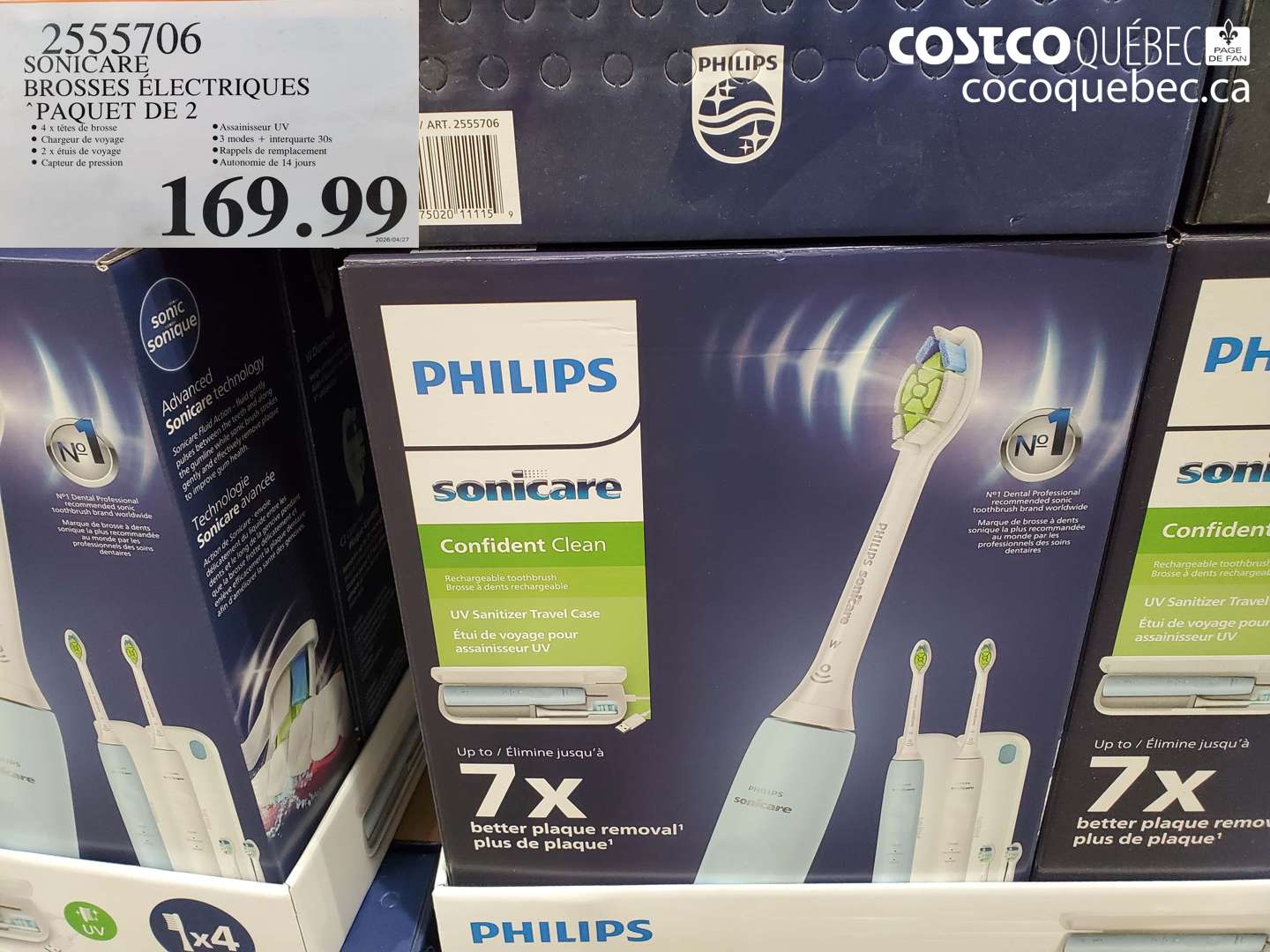 2555706 SONICARE BROSSES ÉLECTRIQUES PAQUET DE 2 $169.99