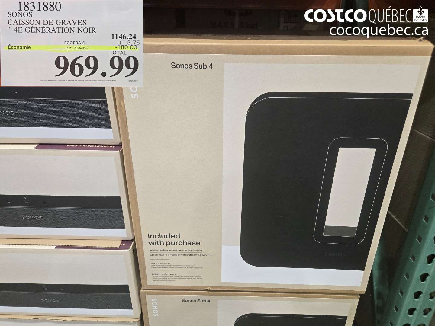 1831880 SONOS CAISSON DE GRAVES ($180.00 INSTANT SAVINGS EXPIRES ON 2026-06-21) $969.99