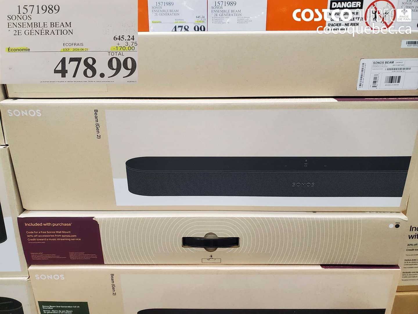 1571989 SONOS ENSEMBLE BEAM 2E GENERATION ($170.00 INSTANT SAVINGS EXPIRES ON 2026-06-21) $478.99