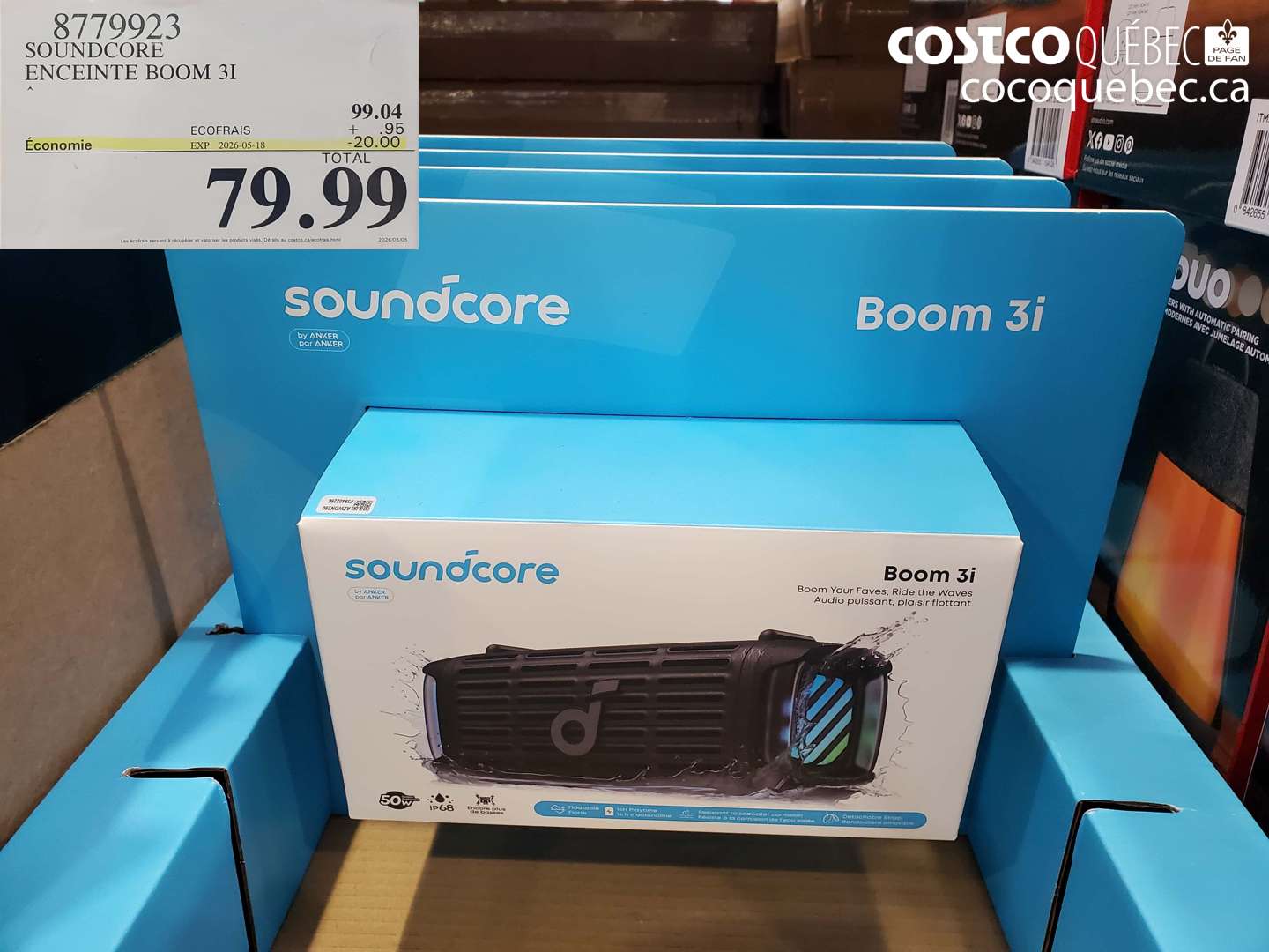 8779923 SOUNDCORE ENCEINTE BOOM 3I ($20.00 INSTANT SAVINGS EXPIRES ON 2026-05-18) $79.99