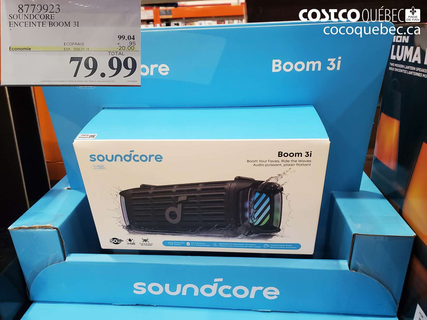 8779923 SOUNDCORE ENCEINTE BOOM 3I ($20.00 INSTANT SAVINGS EXPIRES ON 2026-05-18) $79.99