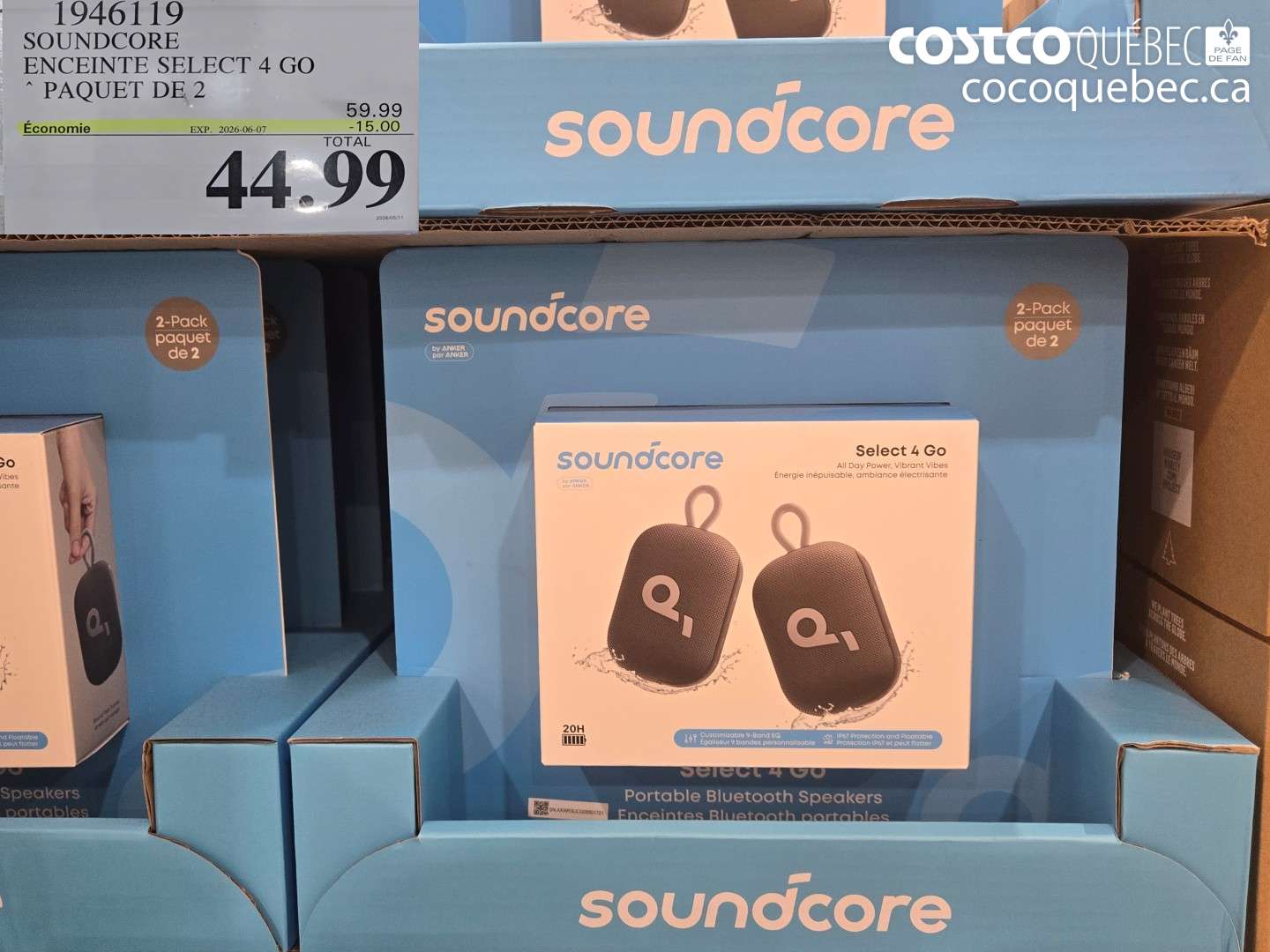 1946119 SOUNDCORE ENCEINTE SELECT 4 GO ($15.00 INSTANT SAVINGS EXPIRES ON 2026-06-07) $44.99