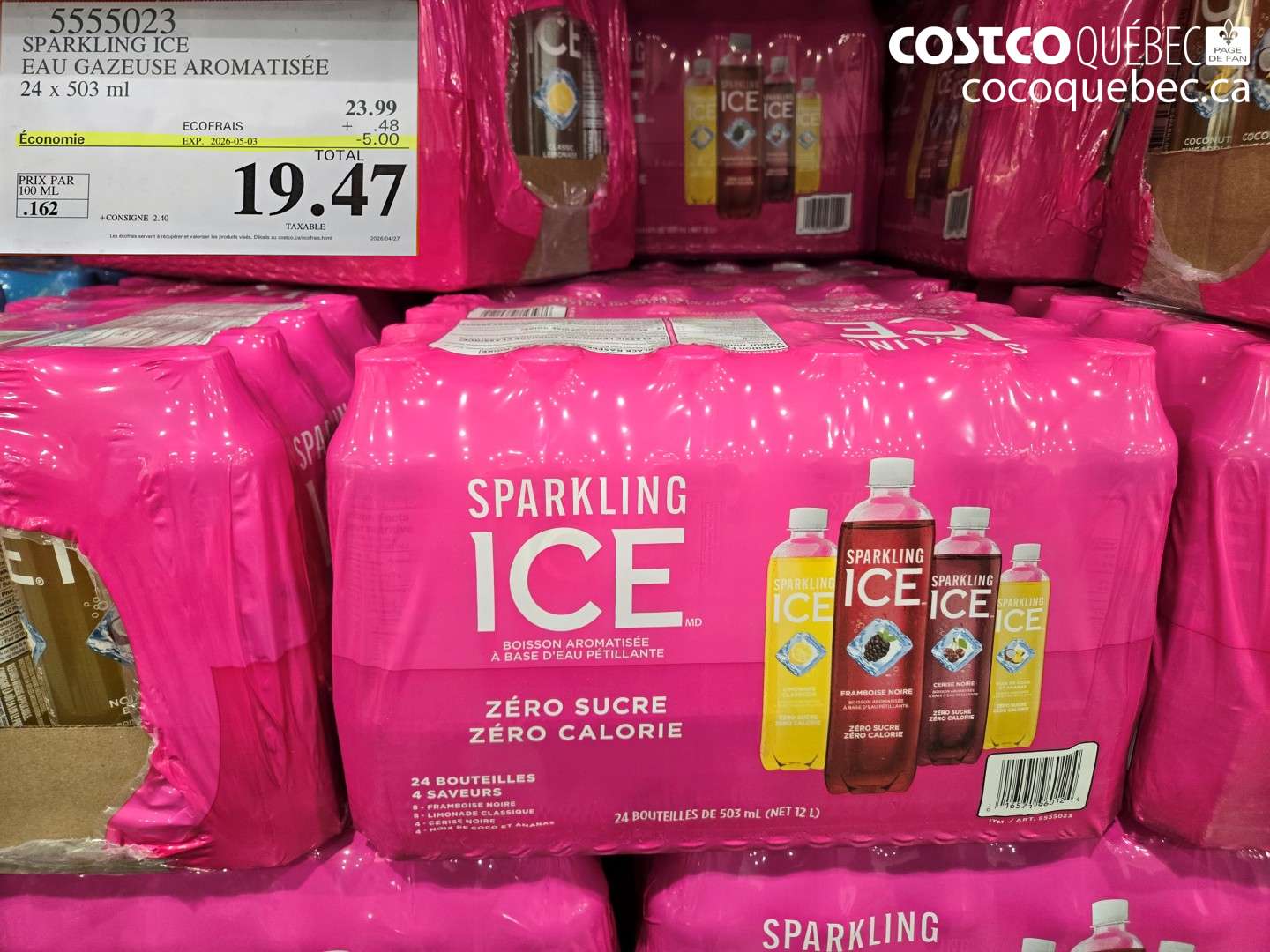 5555023 SPARKLING ICE EAU GAZEUSE AROMATISÉE 24 X 503 ML ($5.00 INSTANT SAVINGS EXPIRES ON 2026-05-03) $19.47