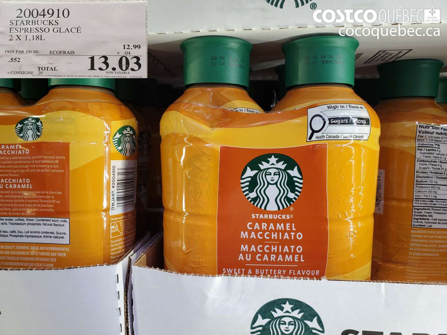 2004910 STARBUCKS ESPRESSO GLACÉ 2 X 1.18L $13.03
