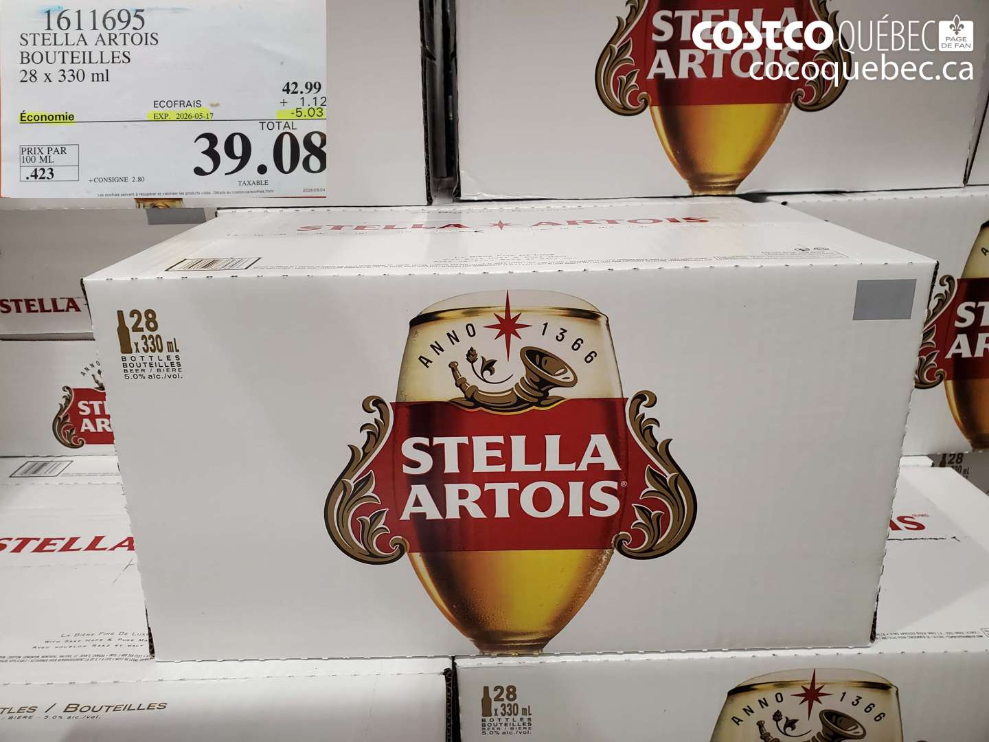 1611695 STELLA ARTOIS BOUTEILLES ($5.03 INSTANT SAVINGS EXPIRES ON 2026-05-17) $39.08