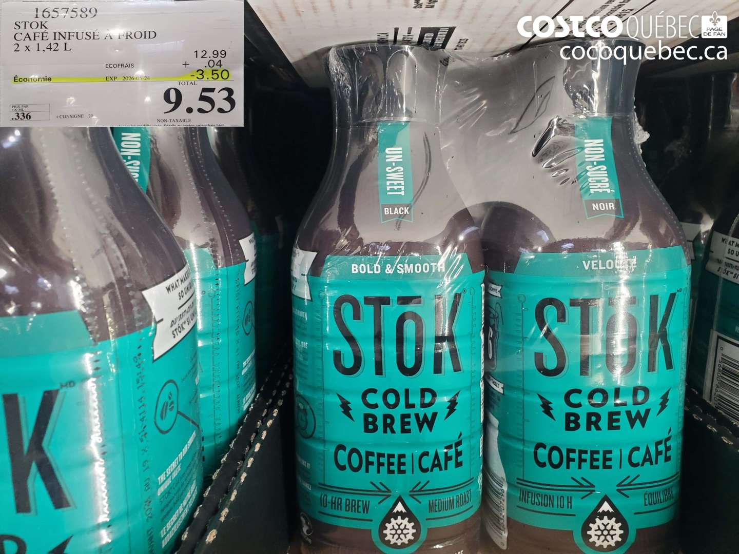 1657589 STOK CAFE INFUSÉ À FROID 2 X 1.42 L ($3.50 INSTANT SAVINGS EXPIRES ON 2026-05-24) $9.53