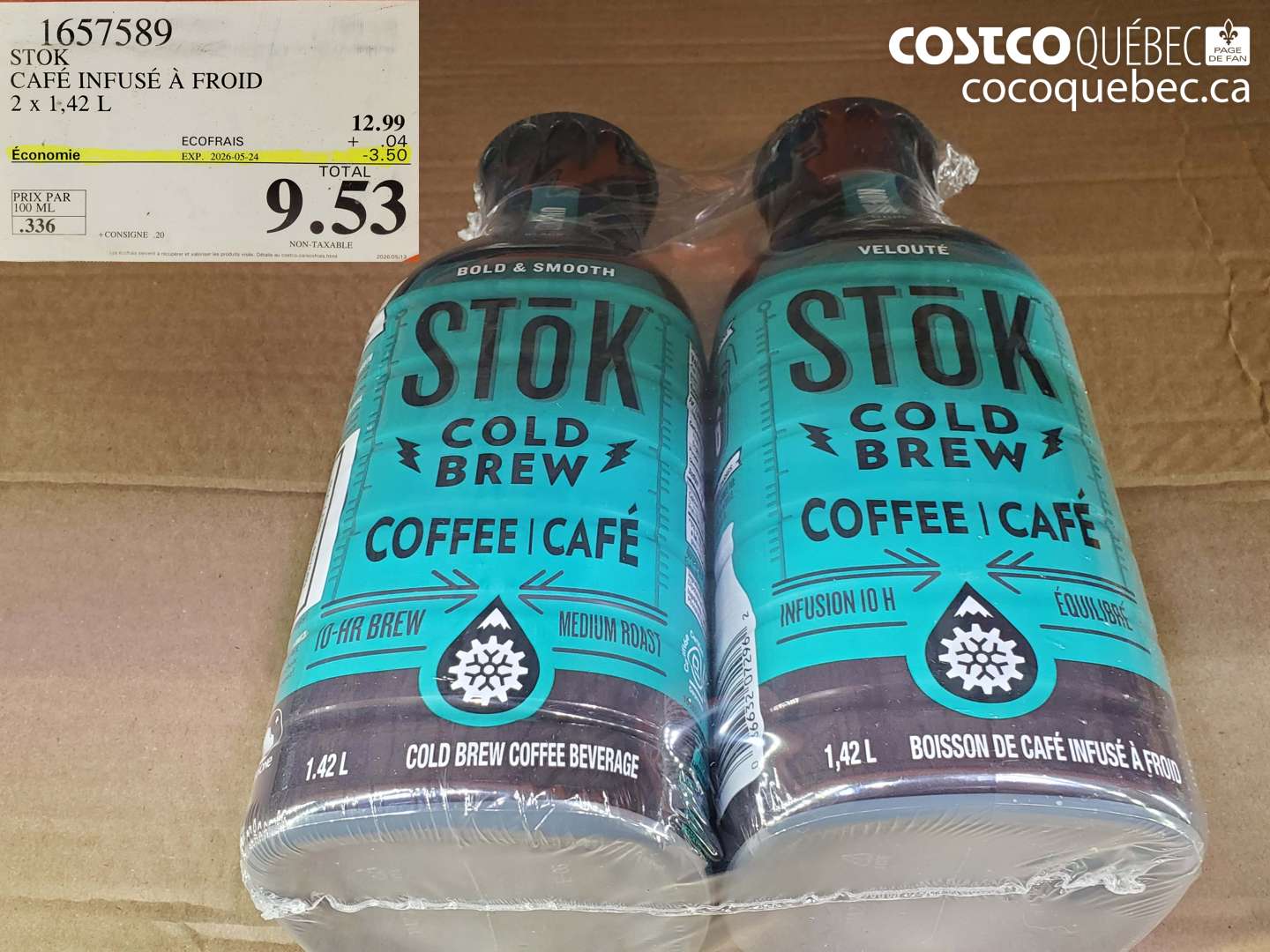 1657589 STOK CAFÉ INFUSÉ À FROID 2 X 1.42 L ($3.50 INSTANT SAVINGS EXPIRES ON 2026-05-24) $9.53