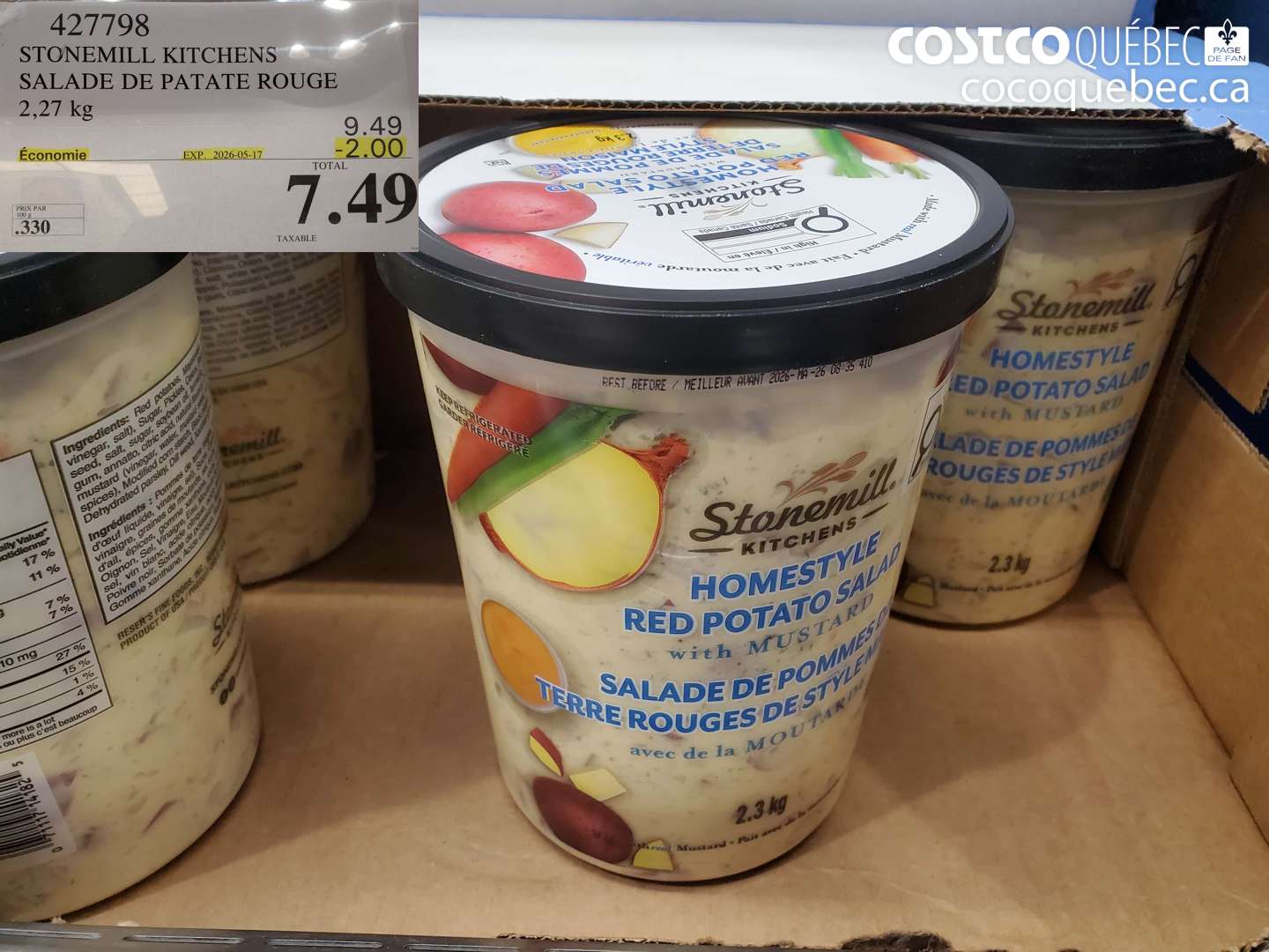 427798 STONEMILL KITCHENS SALADE DE PATATE ROUGE 2.27 KG ($2.00 INSTANT SAVINGS EXPIRES ON 2026-05-17) $7.49
