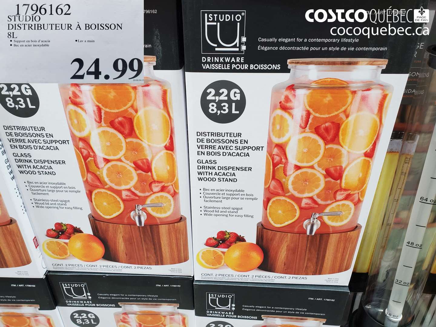 1796162 STUDIO DISTRIBUTEUR À BOISSON 8L $24.99