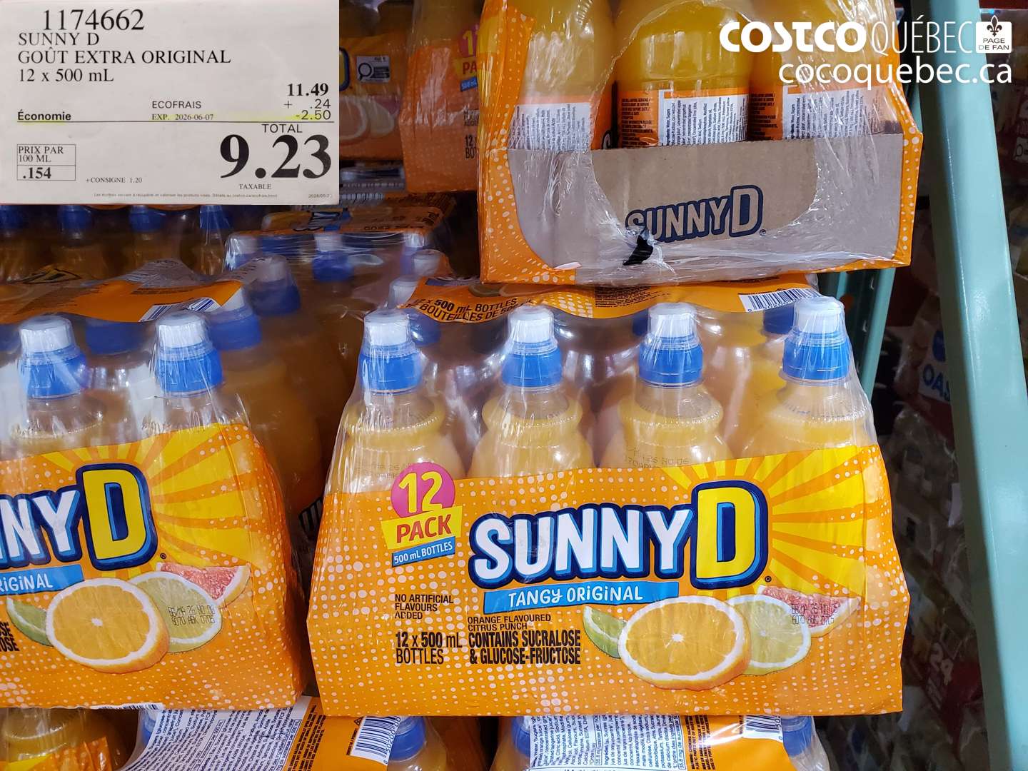 1174662 SUNNY D GOÛT EXTRA ORIGINAL 12 X 500 ML ($2.50 INSTANT SAVINGS EXPIRES ON 2026-06-07) $9.23