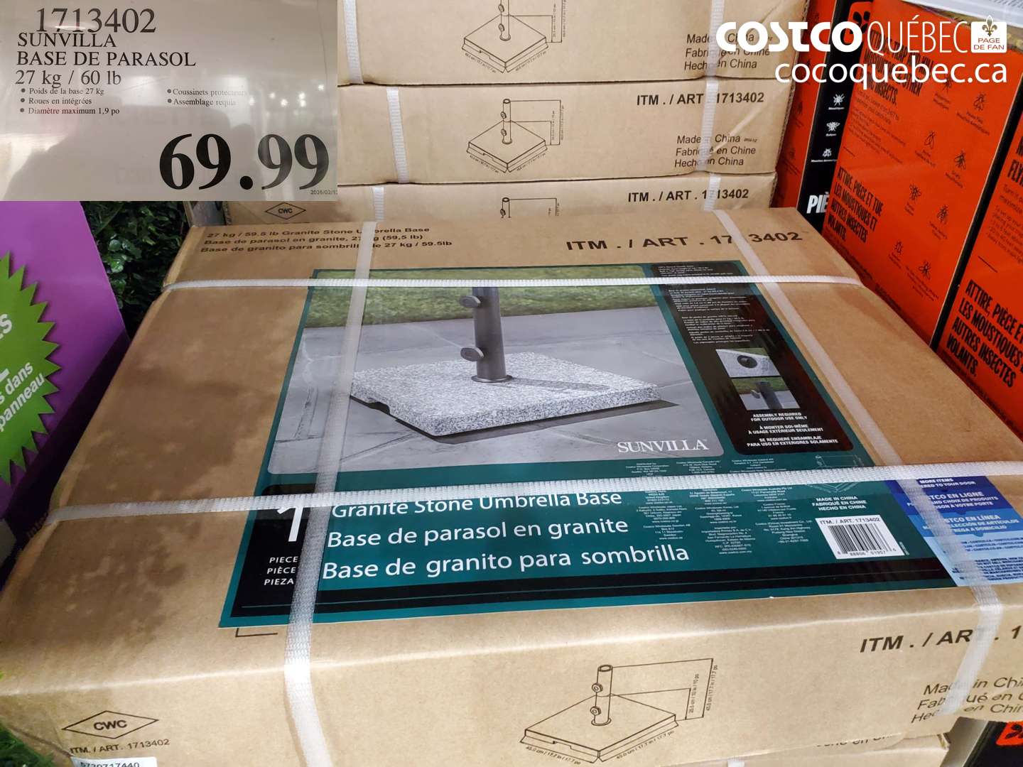 1713402 SUNVILLA BASE DE PARASOL 27 KG / 60 LB $69.99
