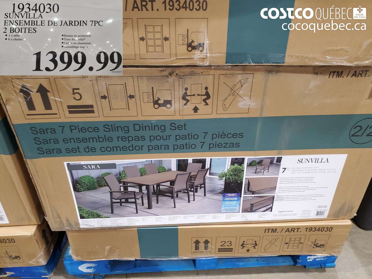 1934030 SUNVILLA ENSEMBLE DE JARDIN 7PC 2 BOITES $1399.99