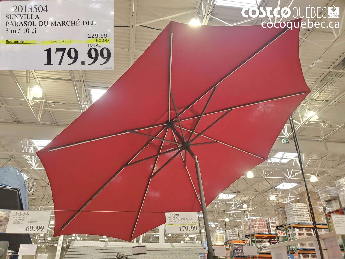 2013504 SUNVILLA PARASOL DU MARCHÉ DEL 3 M / 10 PI ($50.00 INSTANT SAVINGS EXPIRES ON 2026-05-24) $179.99