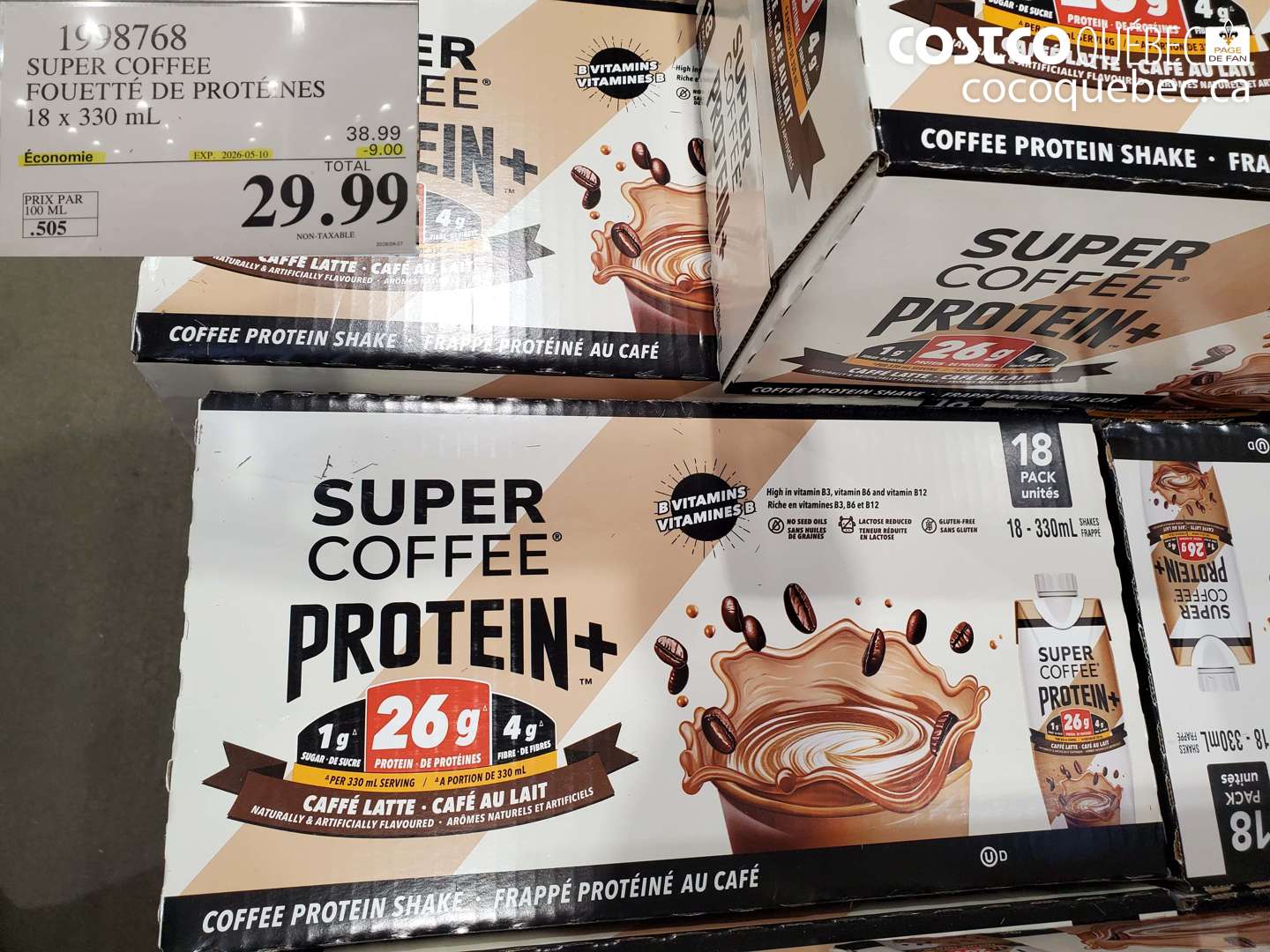 1998768 SUPER COFFEE FOUETTÉ DE PROTÉINES 18 X 330 ML ($9.00 INSTANT SAVINGS EXPIRES ON 2026-05-10) $29.99