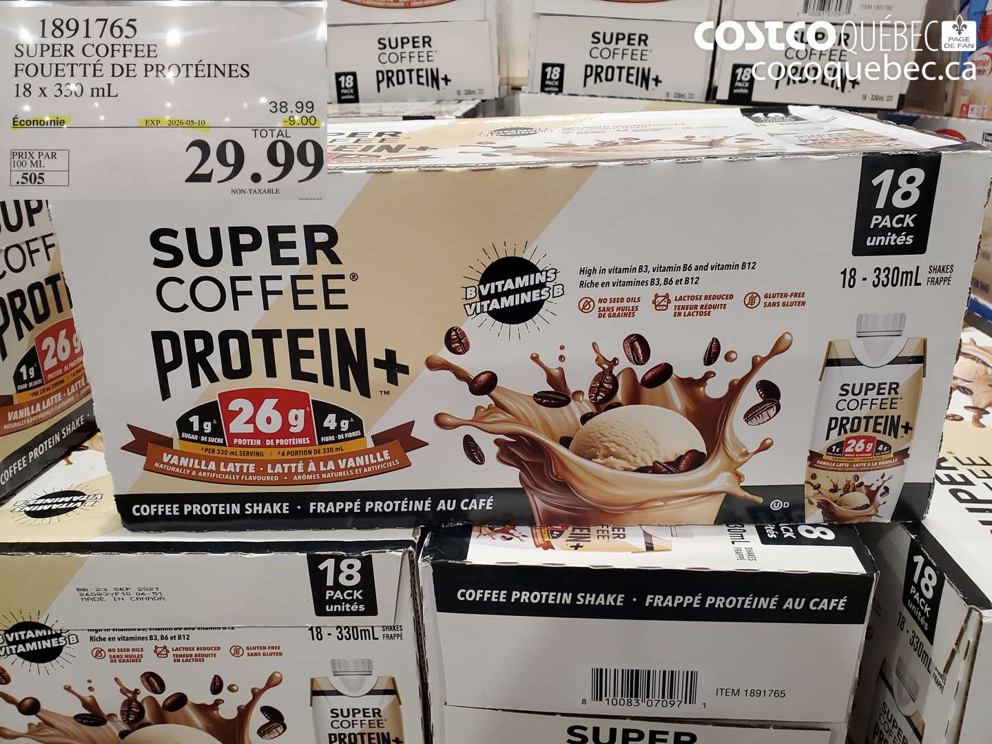 1891765 SUPER COFFEE FOUETTÉ DE PROTÉINES 18 X 330 ML ($9.00 INSTANT SAVINGS EXPIRES ON 2026-05-10) $29.99