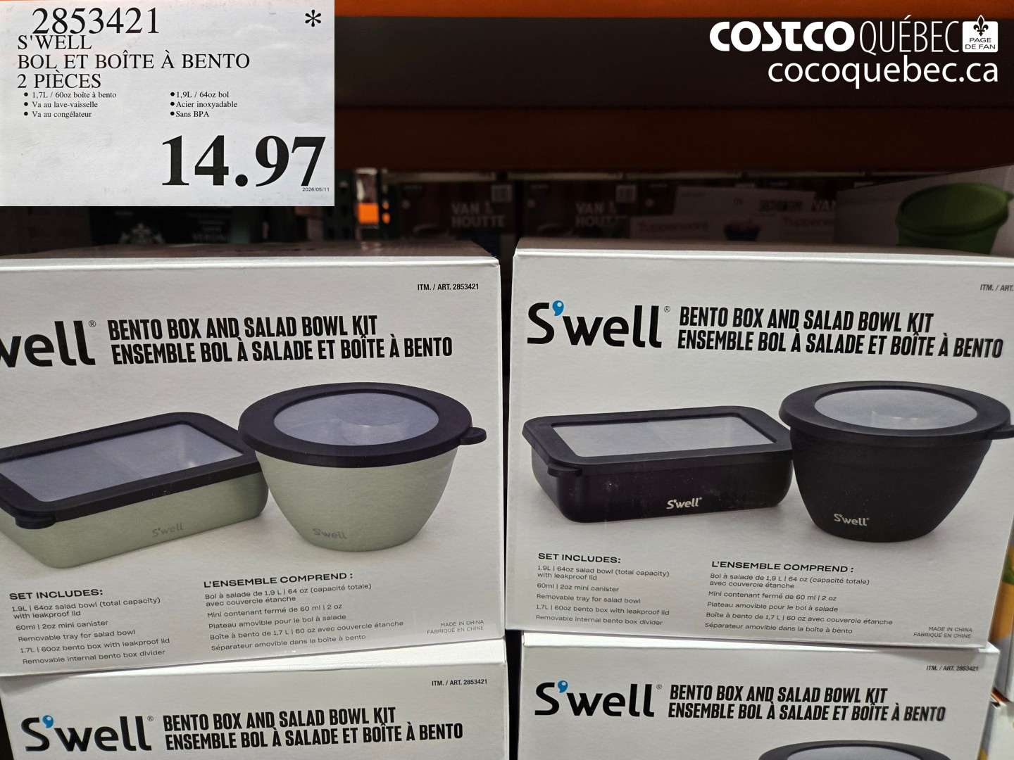 2853421 S'WELL BOL ET BOÎTE À BENTO 2 PIÈCES $14.97