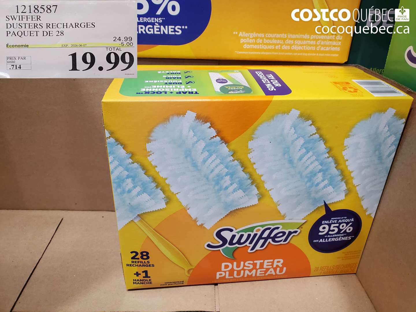 1218587 SWIFFER DUSTERS RECHARGES PAQUET DE 28 ($5.00 INSTANT SAVINGS EXPIRES ON 2026-06-07) $19.99