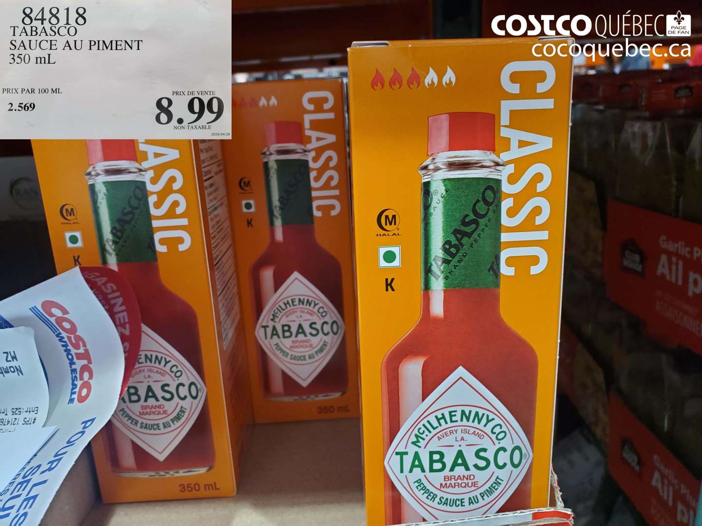 84818 TABASCO SAUCE AU PIMENT 350 ML $8.99