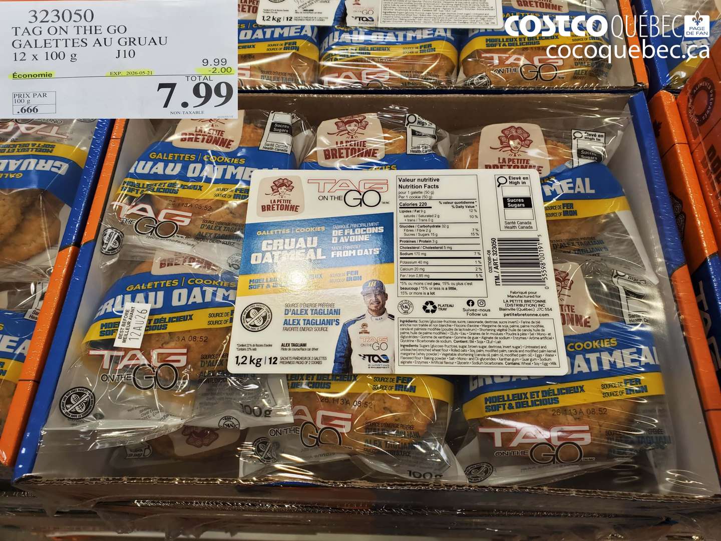 323050 TAG ON THE GO GALETTES AU GRUAU 12 X 100 G ($2.00 INSTANT SAVINGS EXPIRES ON 2026-05-21) $7.99