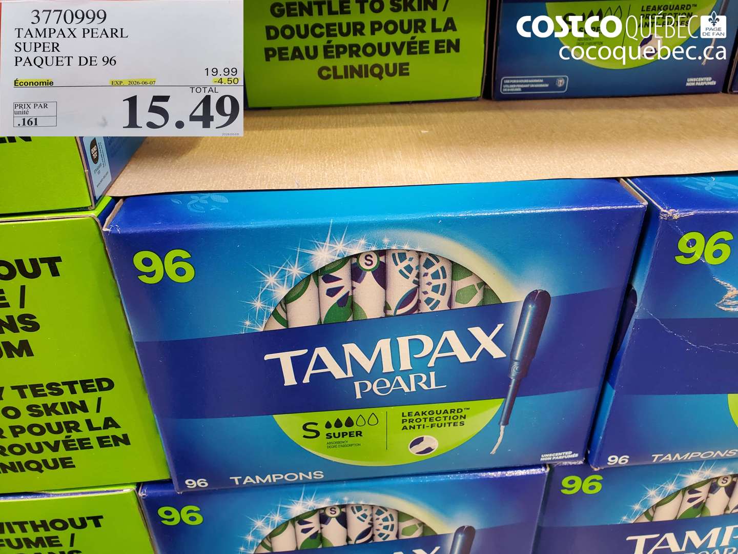 3770999 TAMPAX PEARL SUPER PAQUET DE 96 ($4.50 INSTANT SAVINGS EXPIRES ON 2026-06-07) $15.49