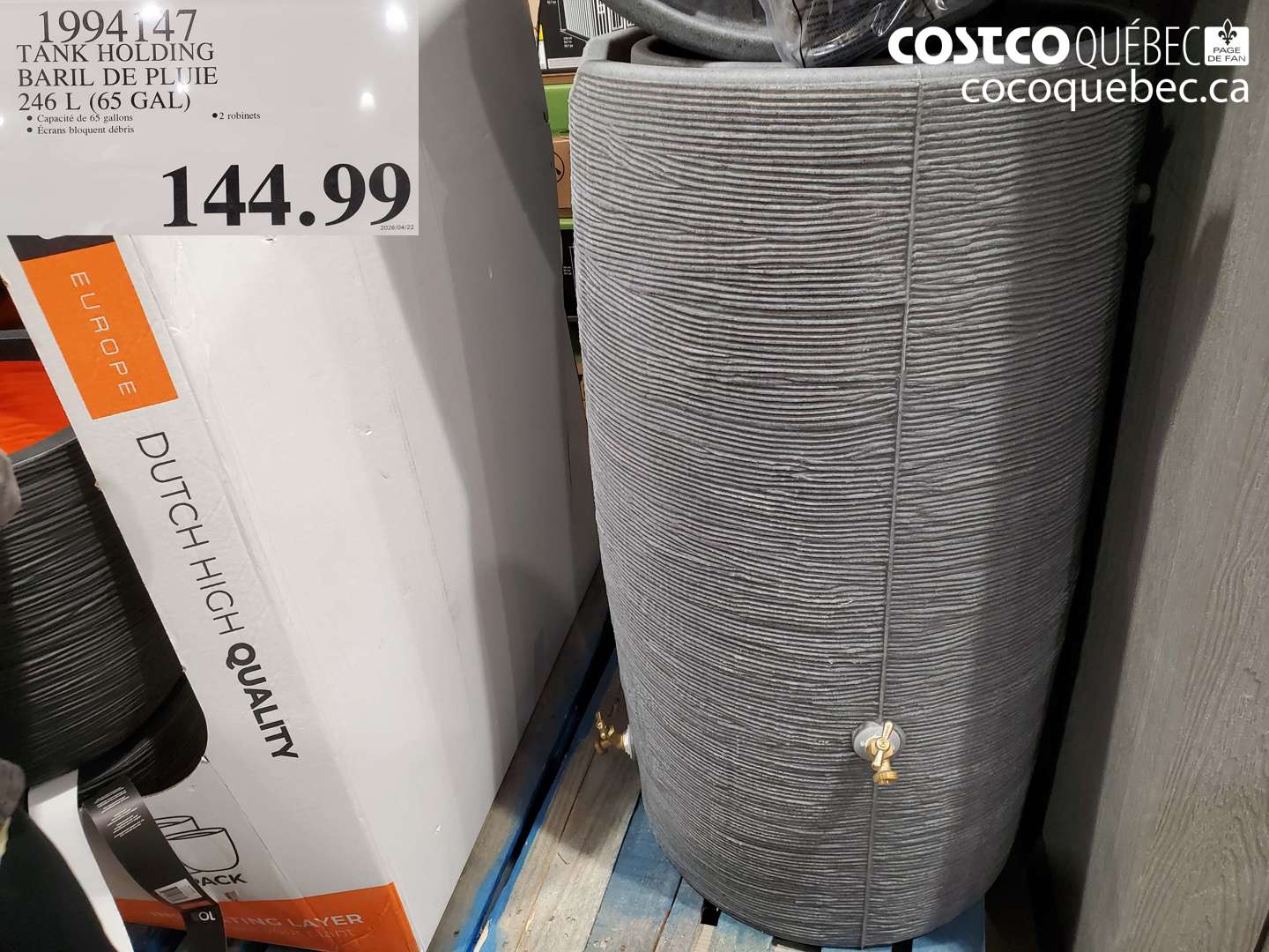 1994147 TANK HOLDING BARIL DE PLUIE 246 L (65 GAL) $144.99